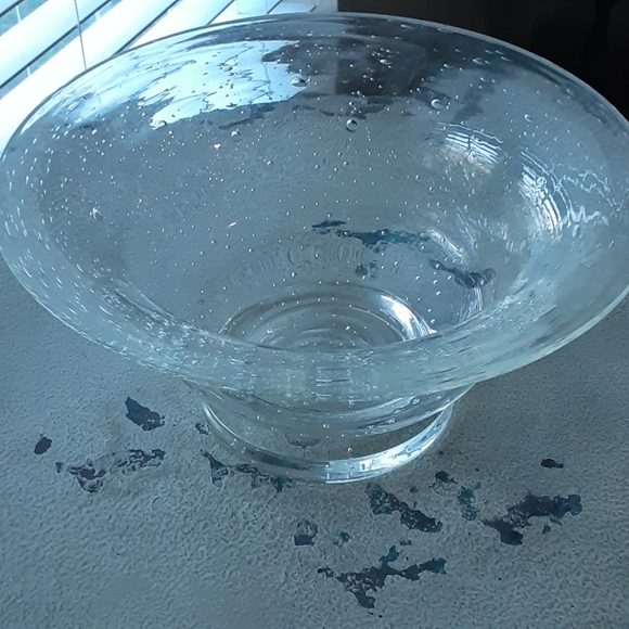 Seeded Glass, Clear,  Footed,  Contemporary Bowl - Picture 2 of 8